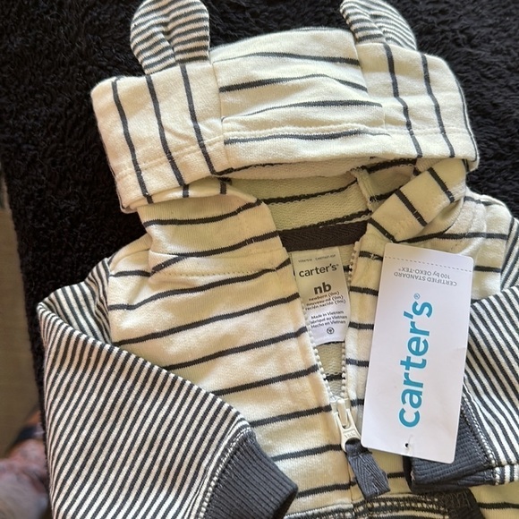 CARTER'S 3-Piece Little Jacket Set 3D Ears Baby Boy Grey Heathered newborn NWT - Picture 8 of 11
